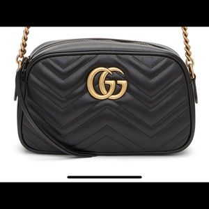 Authentic Gucci black small GG Marmont Camera Bag